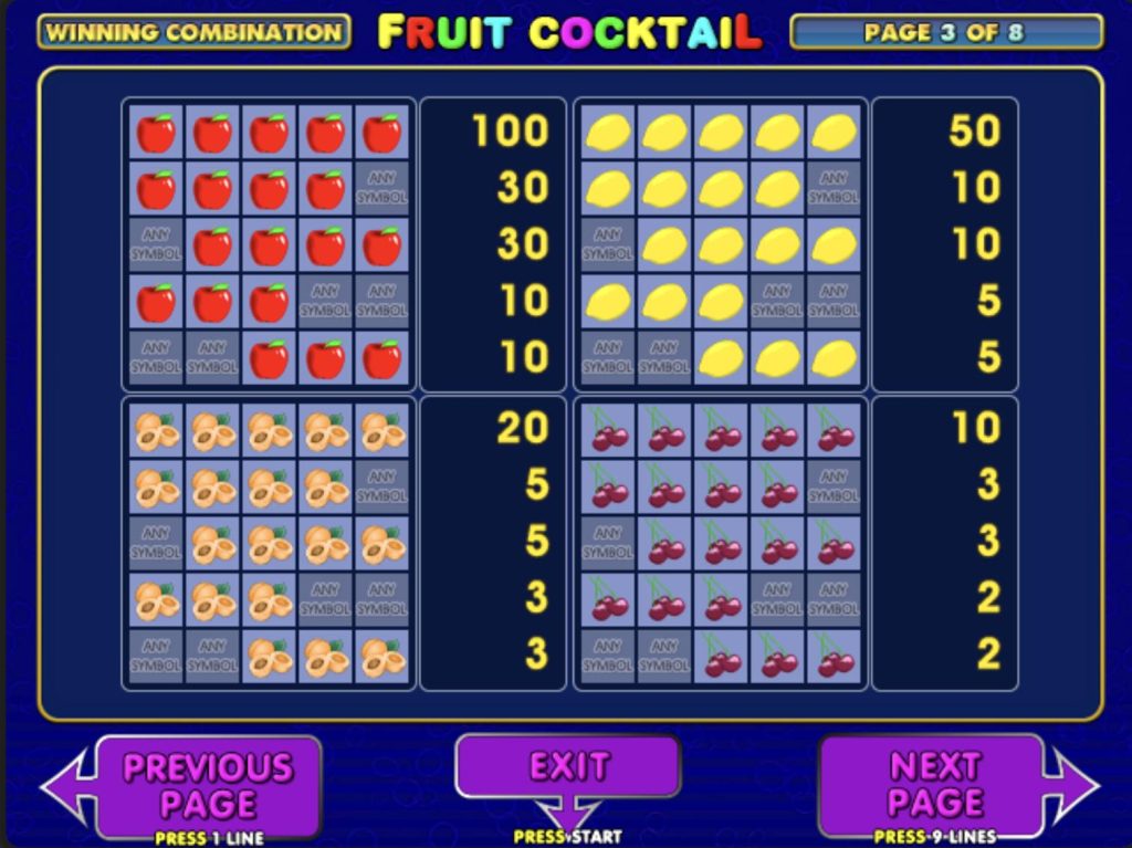 fruit cocktail slot game